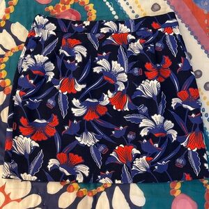 J. Crew Navy and Red Floral Mini Skirt